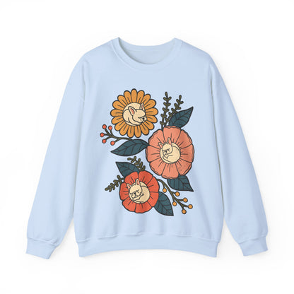 White Frenchie Sleeping Flowers Sweatshirt