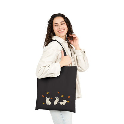 White Frenchie Chasing Leaves Tote Bag