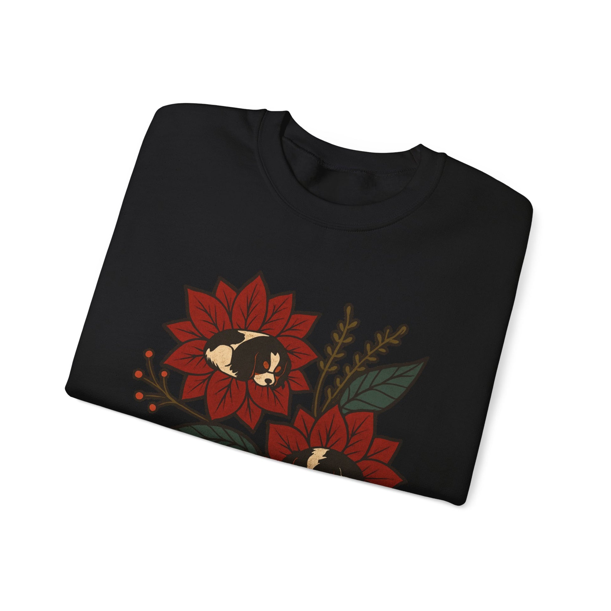 Tricolor Cavalier Christmas Flower Sweatshirt