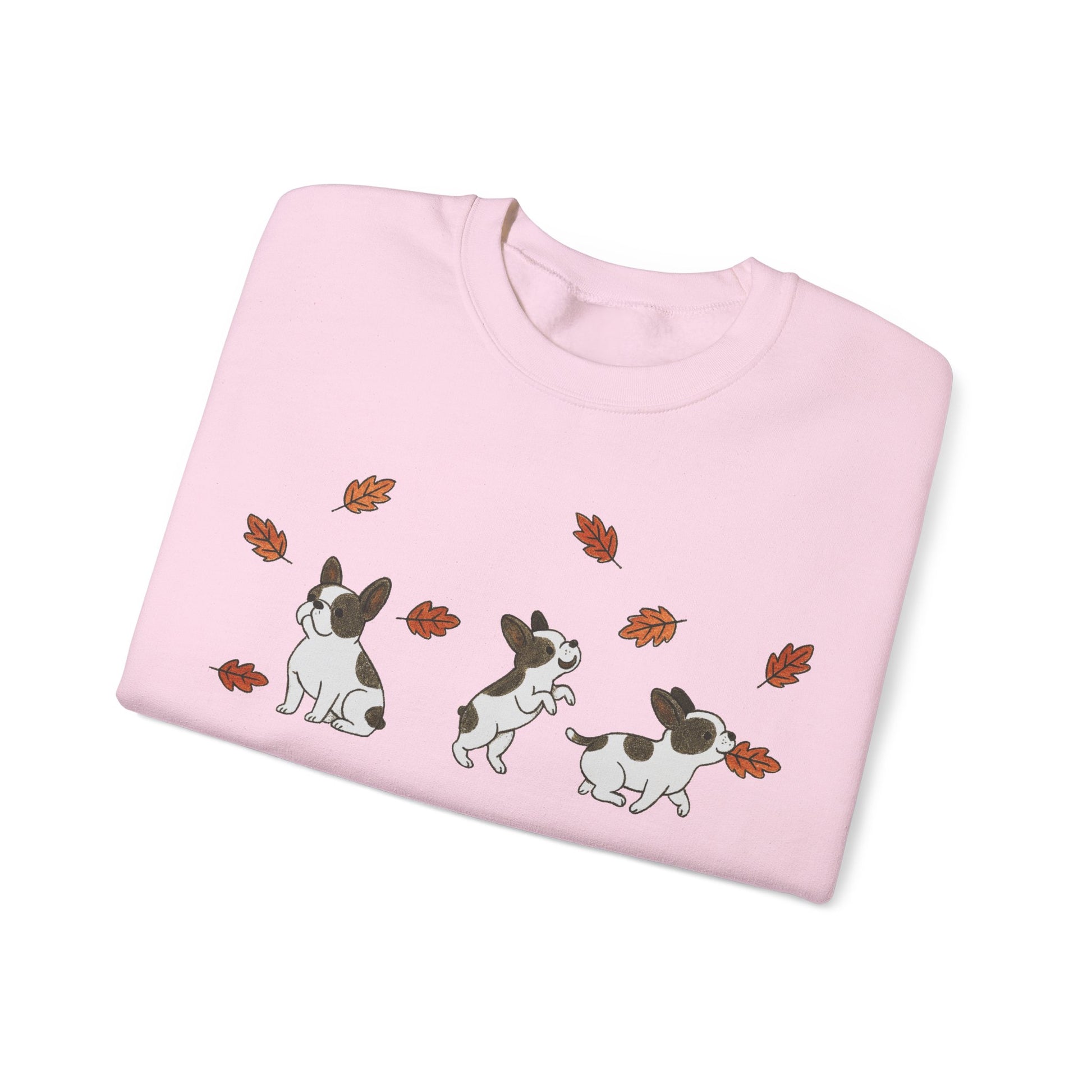 Piebald Frenchie Chasing Leaves Sweatshirt