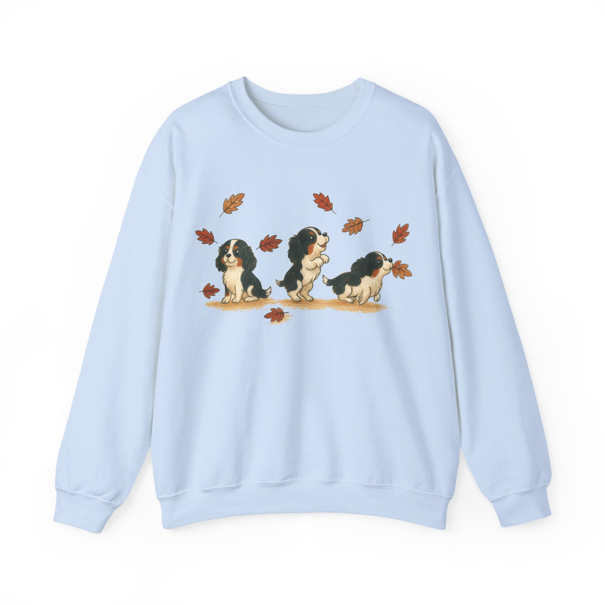 Tricolor Cavalier Chasing Leaves Sweatshirt
