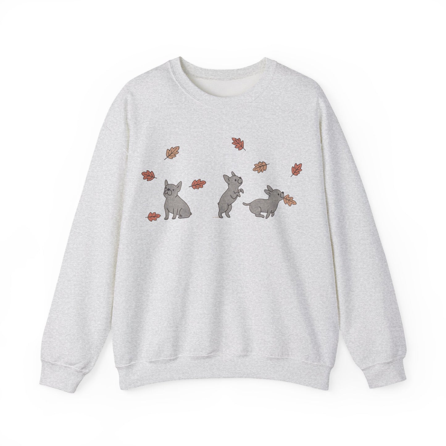 Black French Bulldog Chasing Leaves Sweatshirt