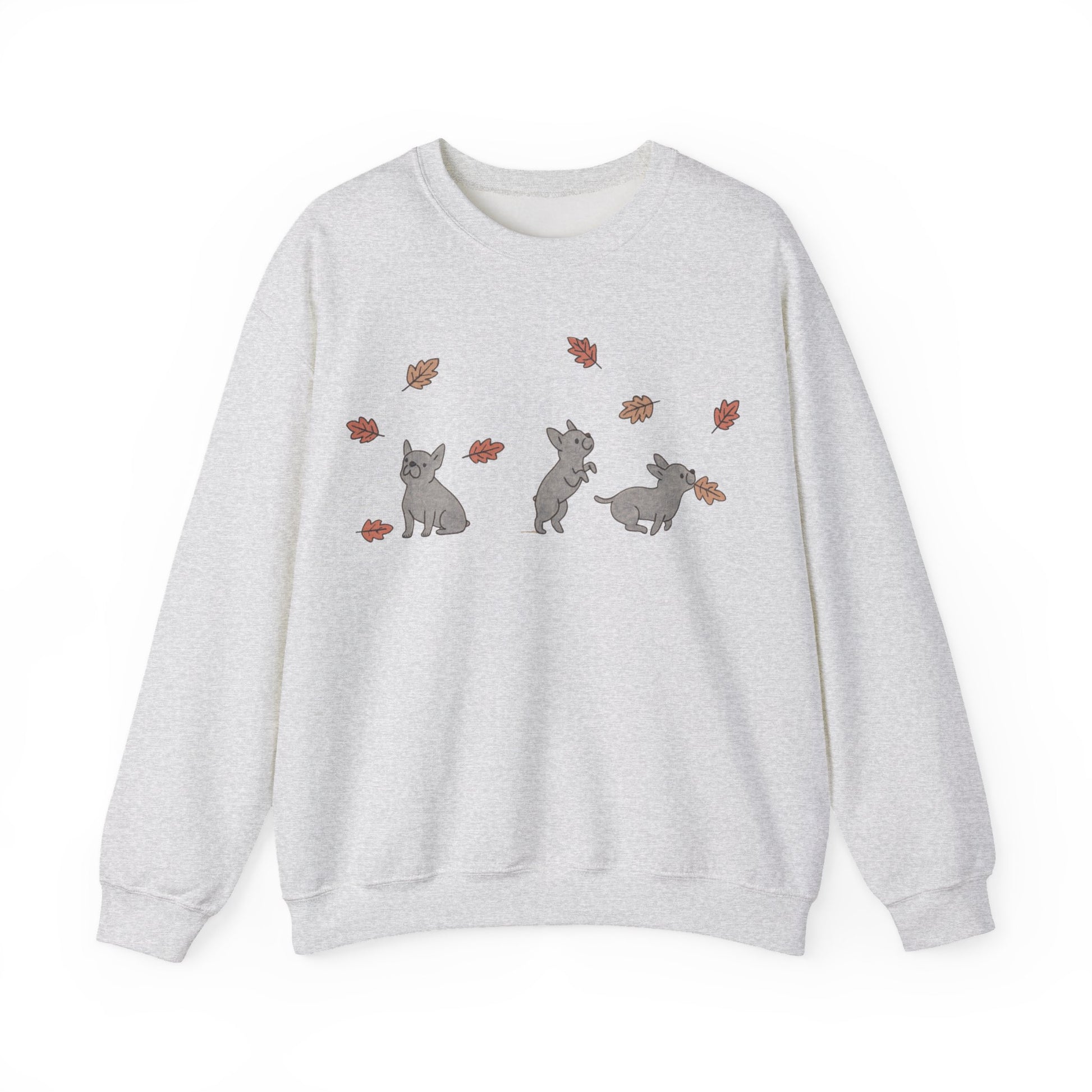 Black French Bulldog Chasing Leaves Sweatshirt