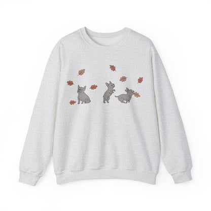 Black French Bulldog Chasing Leaves Sweatshirt