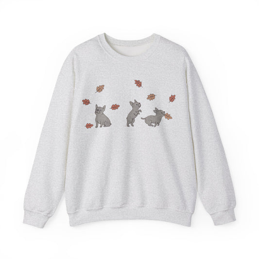 Black French Bulldog Chasing Leaves Sweatshirt
