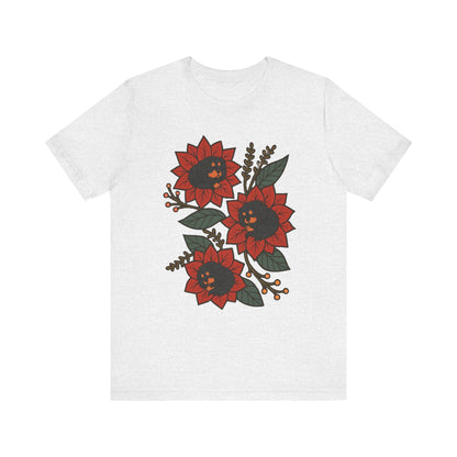 Black Tan Cavalier Holiday Flowers Sleeping TShirt