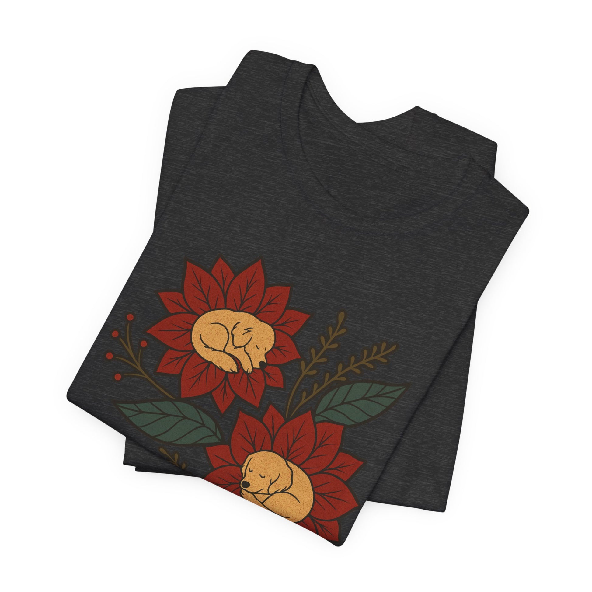 Golden Retriever Holiday Flowers Sleeping TShirt