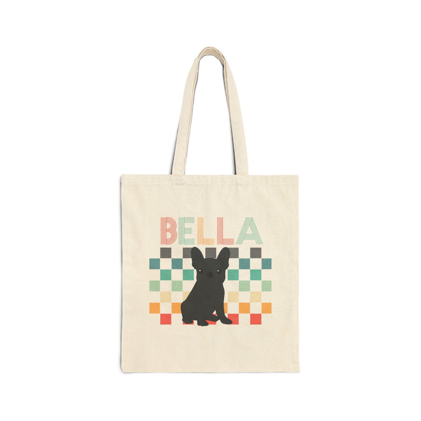 Black Frenchie Checkered Tote Bag