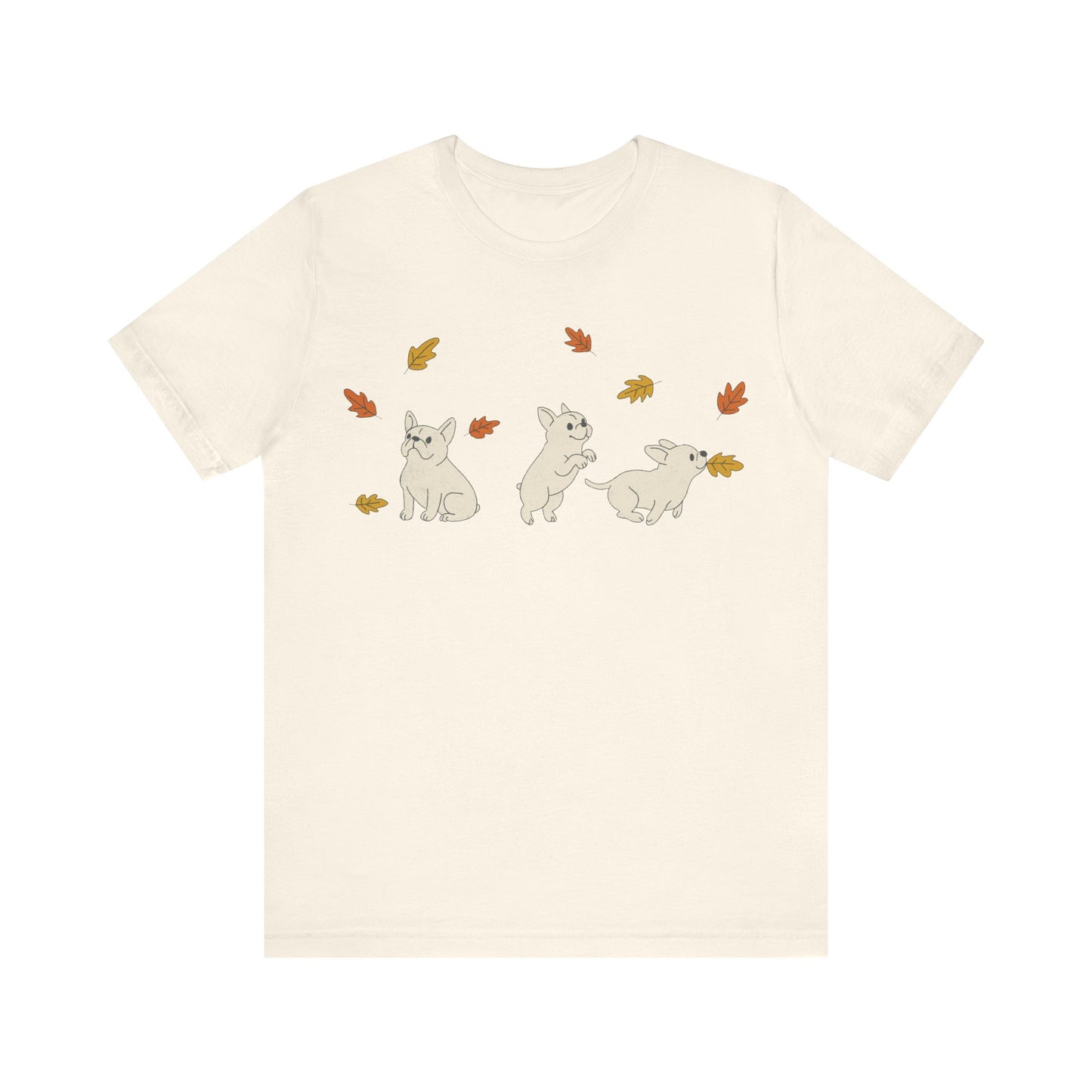 White Frenchie Chasing Leaves TShirt