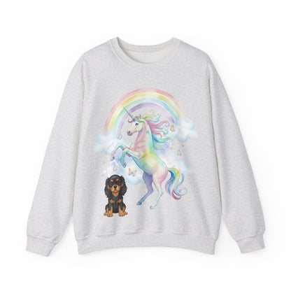 Black Tan Cavalier Watercolor Unicorn Sweatshirt