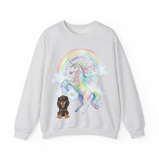 Black Tan Cavalier Watercolor Unicorn Sweatshirt