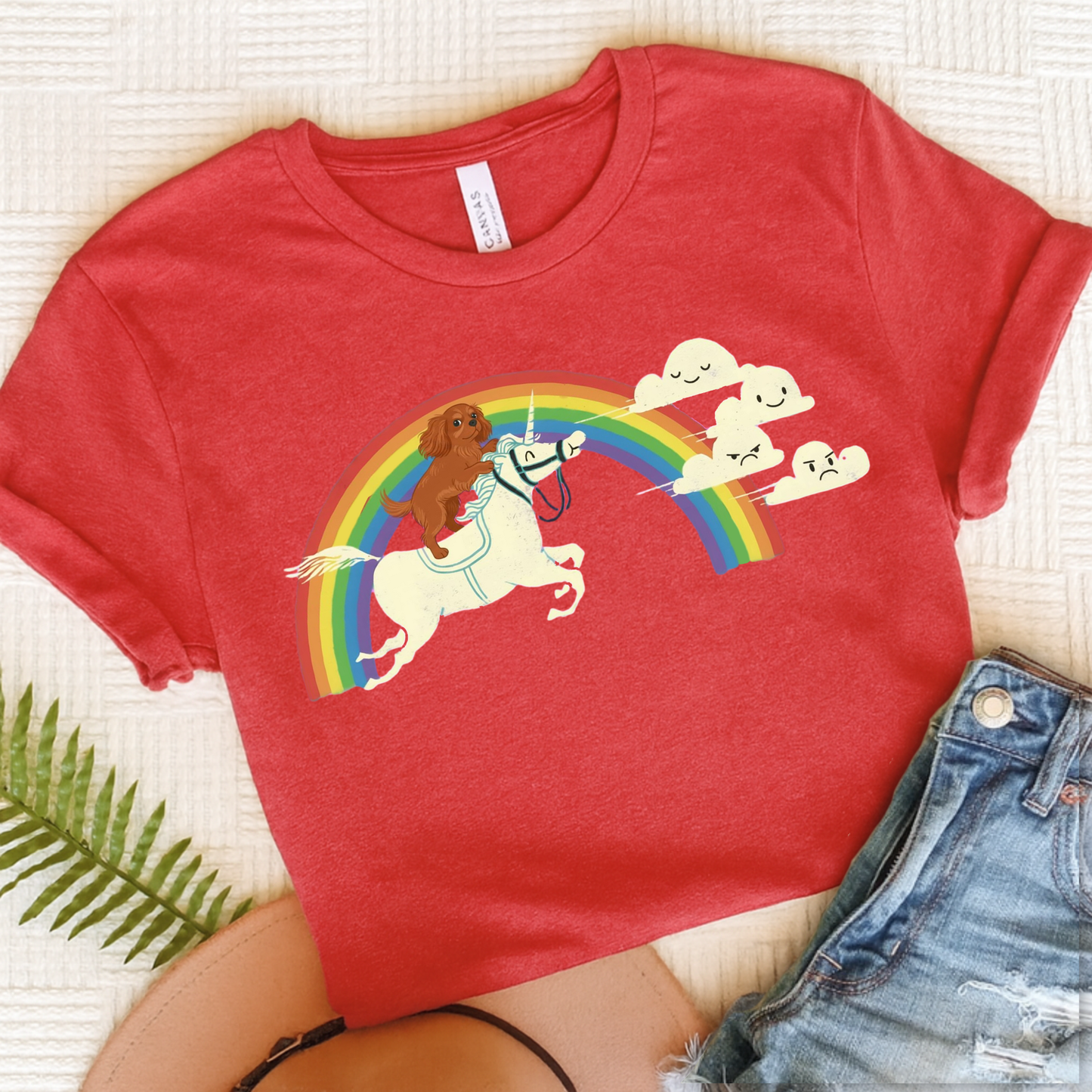 Rainbow Unicorn Ruby Cavalier Tshirt