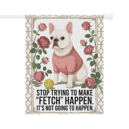 White French Bulldog Fetch Garden Flag