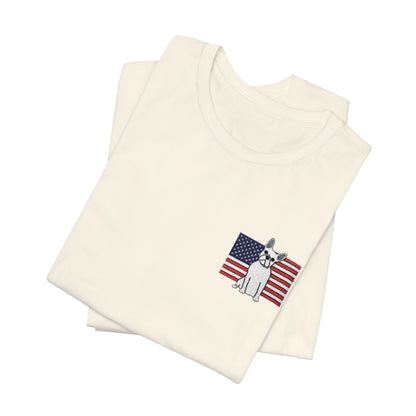 Embroidered Flag White Frenchie TShirt