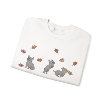 Black French Bulldog Chasing Leaves Sweatshirt
