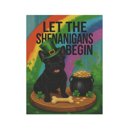 Black French Bulldog Saint Patricks Day Garden Flag