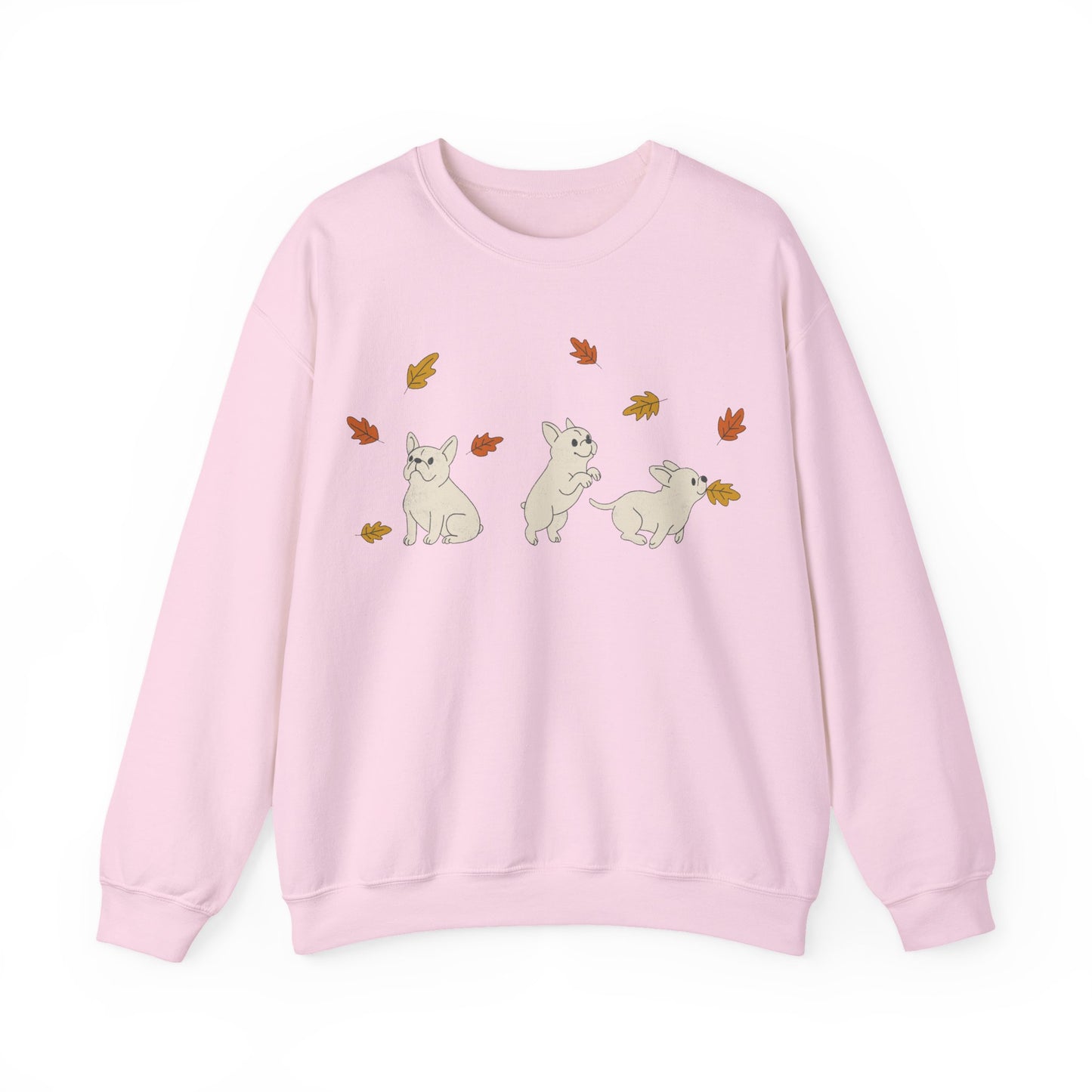 White Frenchie Chasing Leaves Sweatshirt
