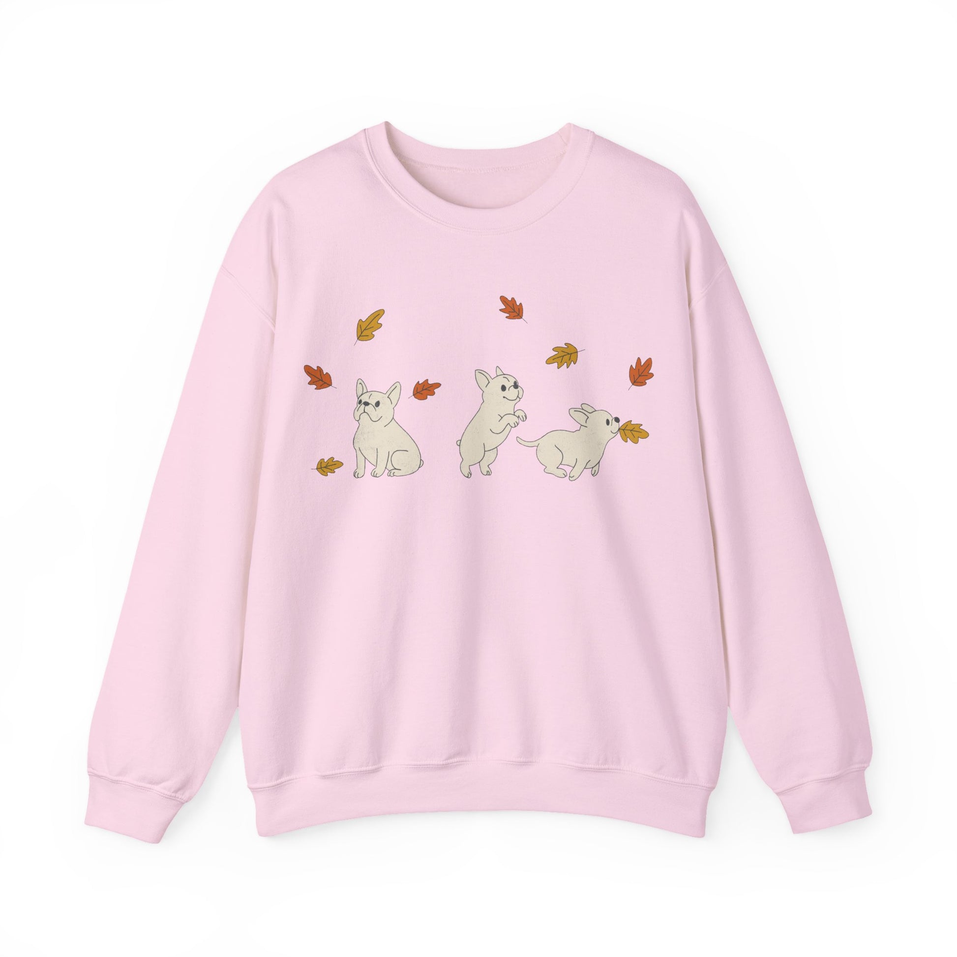 White Frenchie Chasing Leaves Sweatshirt