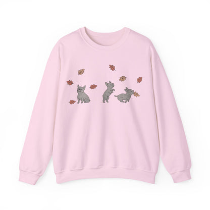 Black French Bulldog Chasing Leaves Sweatshirt