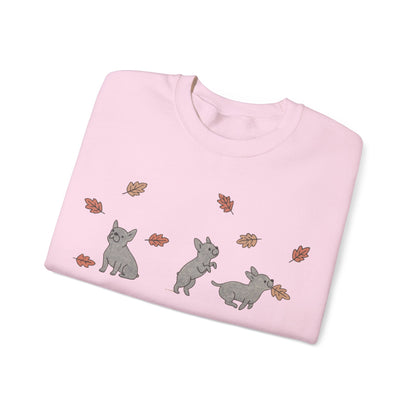 Black French Bulldog Chasing Leaves Sweatshirt