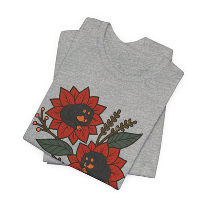Black Tan Cavalier Holiday Flowers Sleeping TShirt
