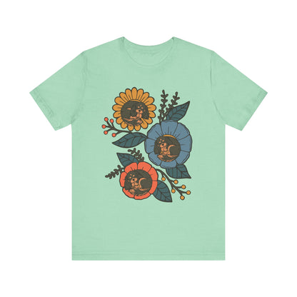 Black Tan Cavalier Sleeping Flowers TShirt