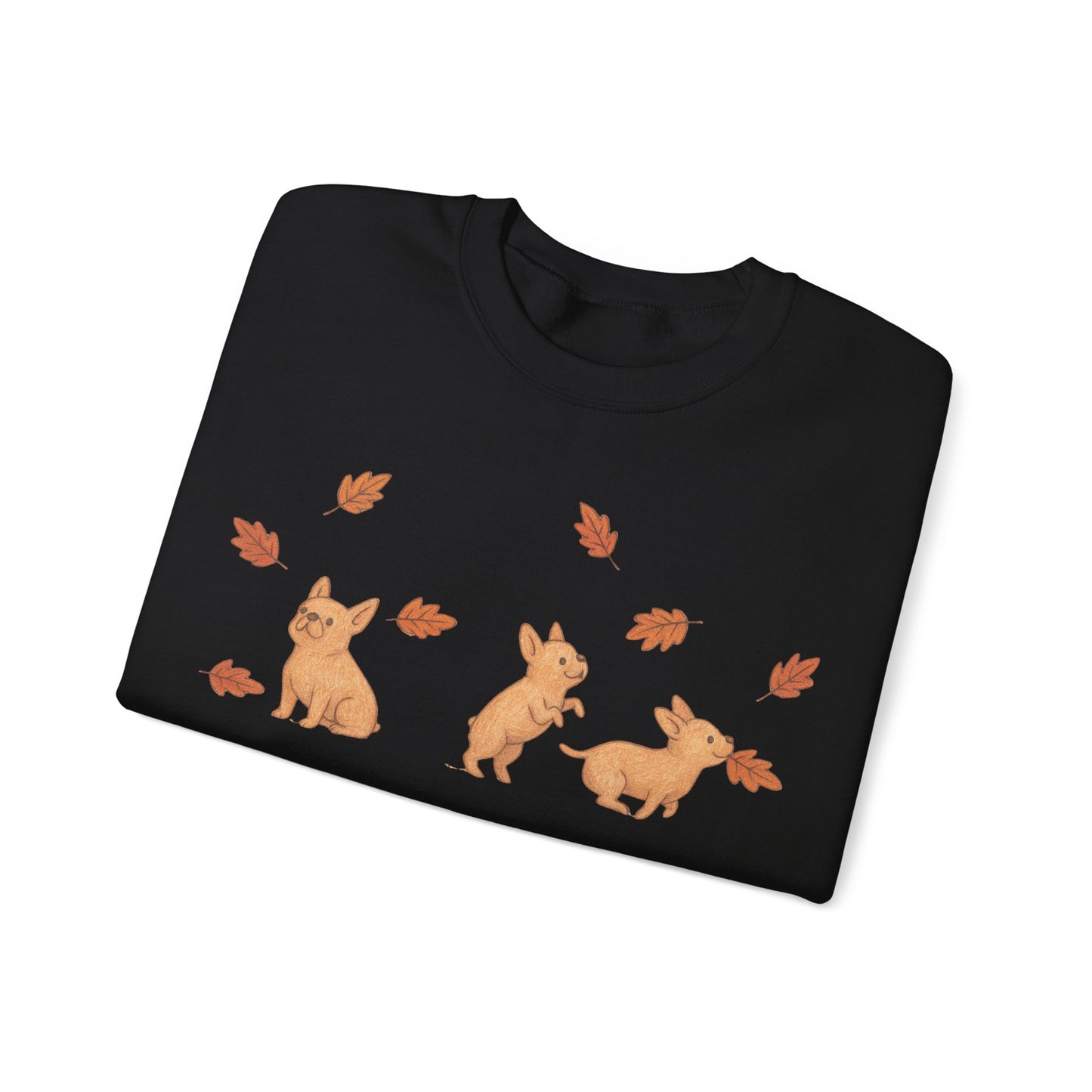 Fawn Frenchie Chasing Leaves Sweatshirt
