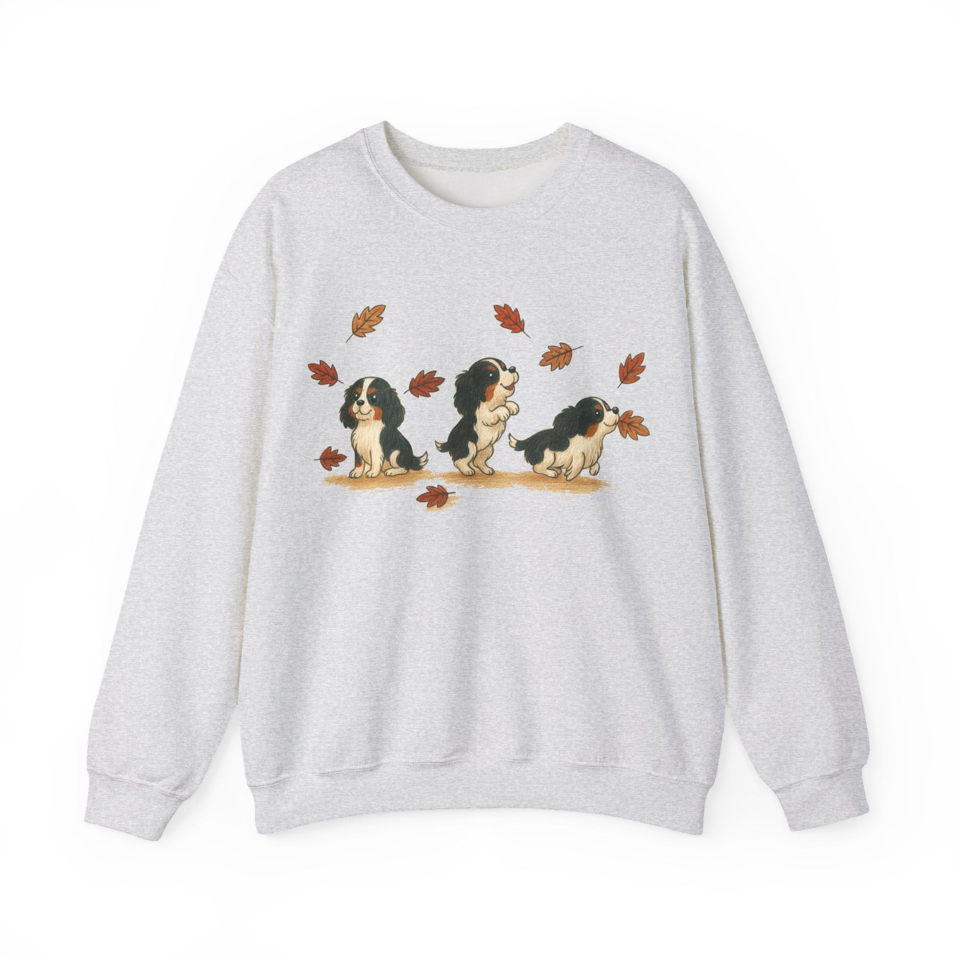 Tricolor Cavalier Chasing Leaves Sweatshirt