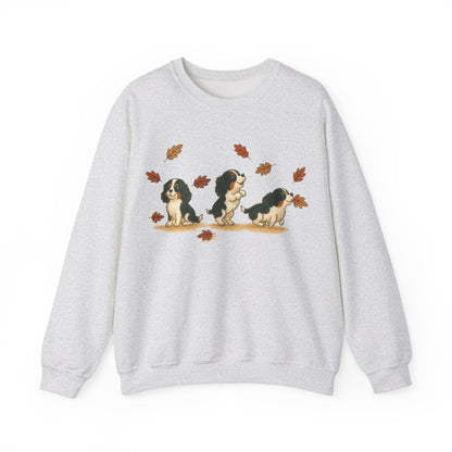 Tricolor Cavalier Chasing Leaves Sweatshirt