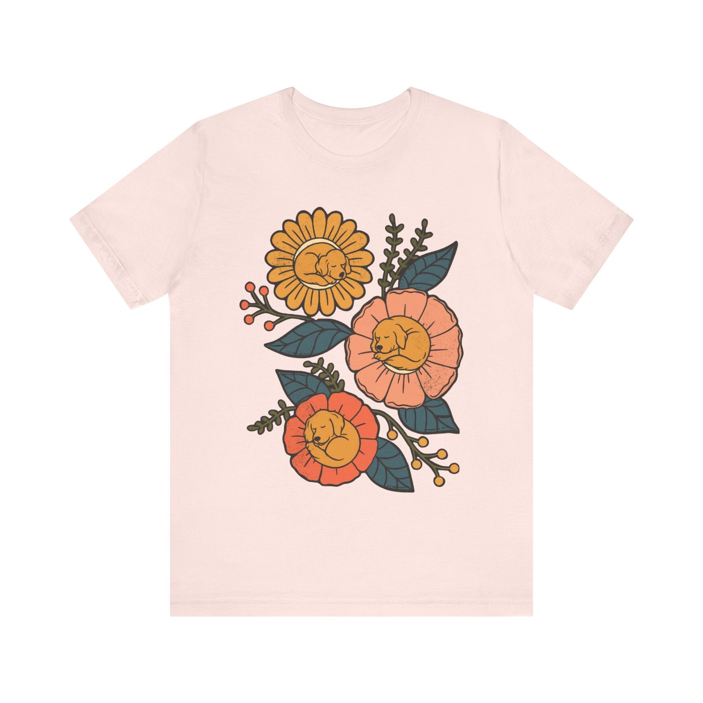 Golden Retriever Sleeping Flowers TShirt