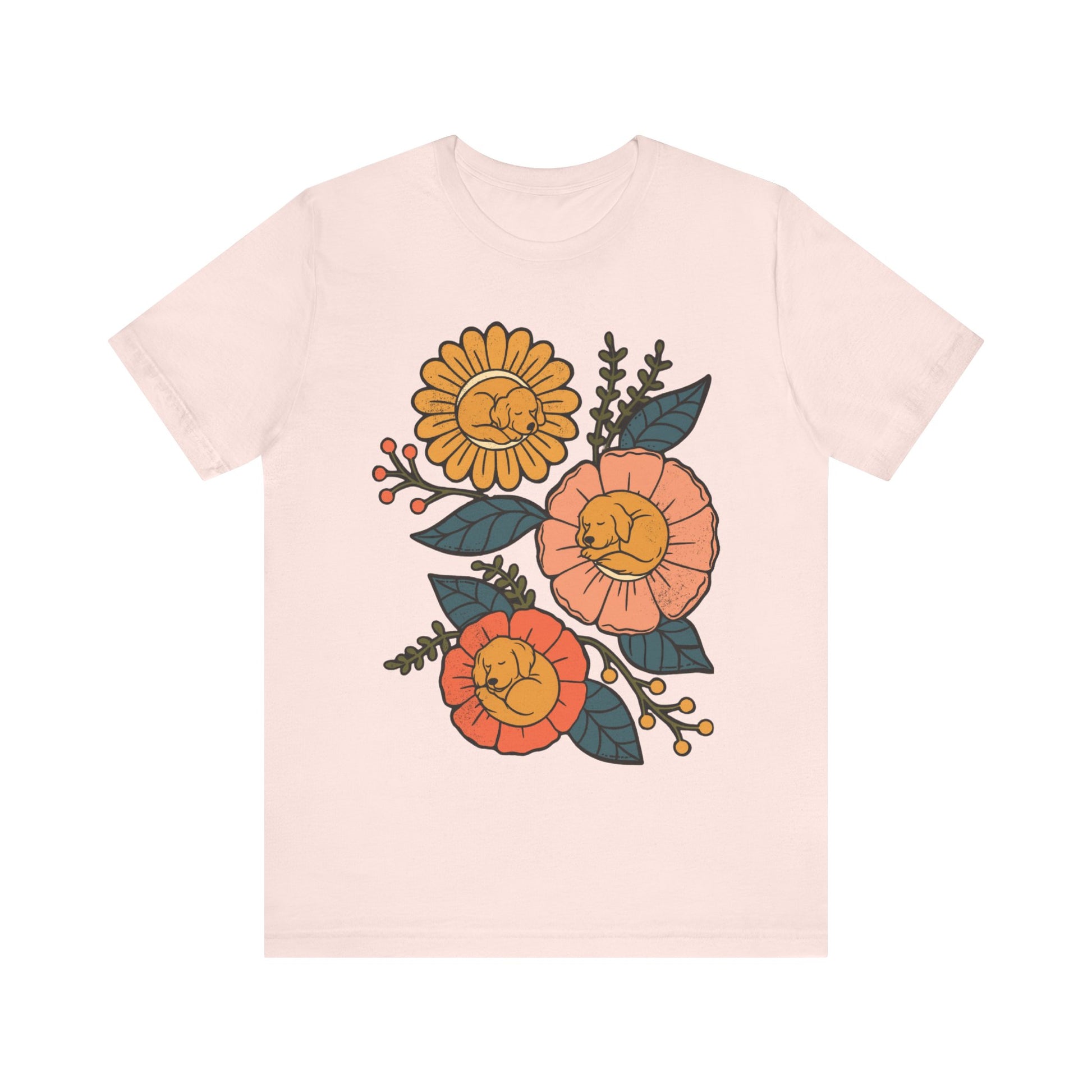 Golden Retriever Sleeping Flowers TShirt