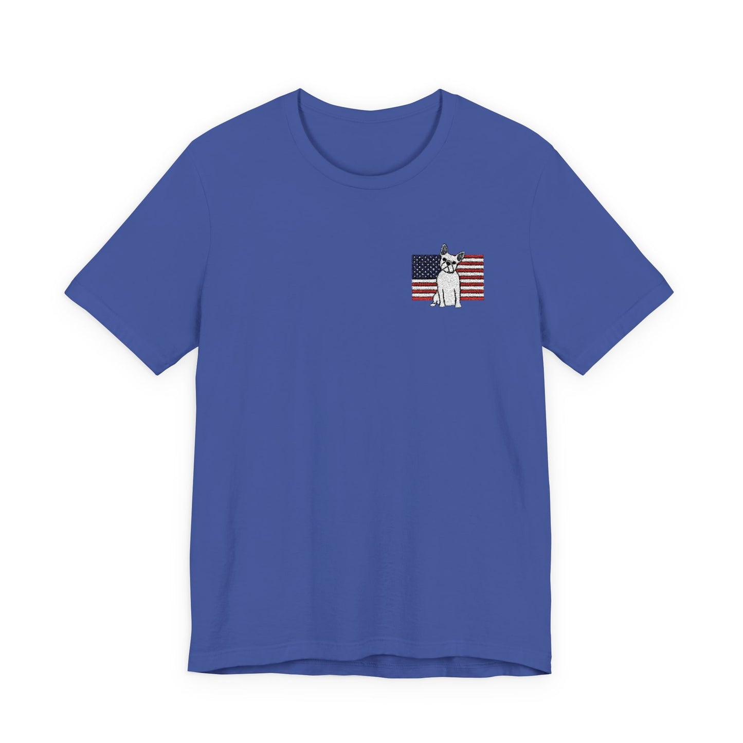 Embroidered Flag White Frenchie TShirt