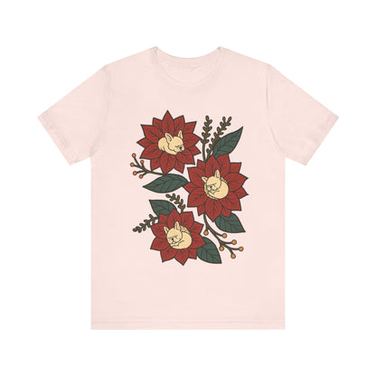 White Frenchie Holiday Flowers Sleeping TShirt