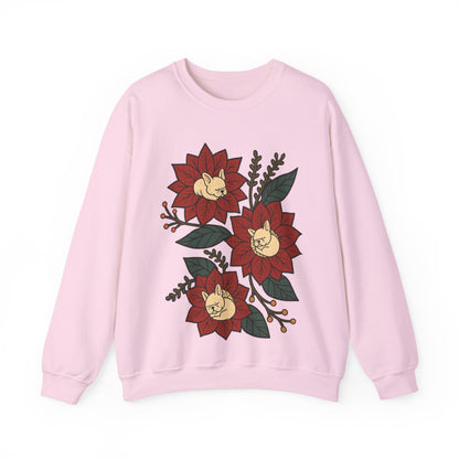 White Frenchie Christmas Flower Sweatshirt