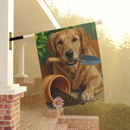 Golden Retriever Gardening Yard Flag