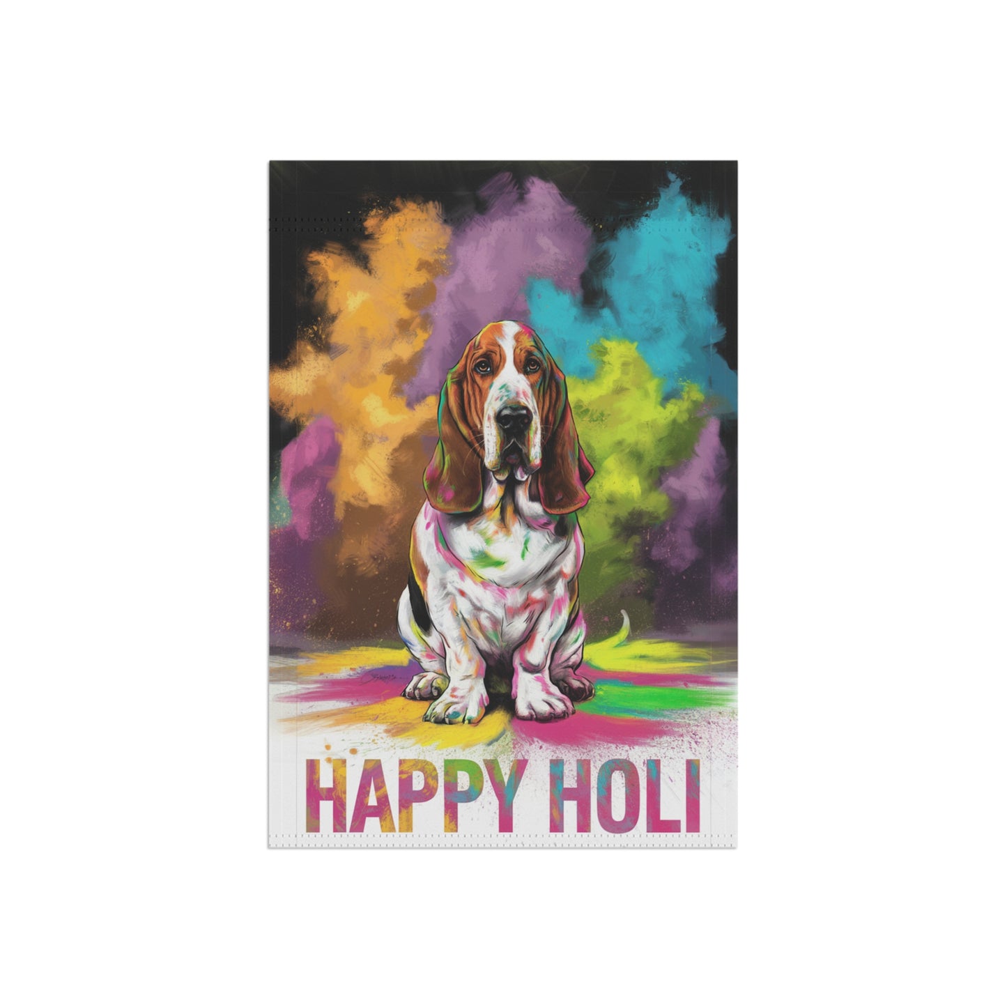 Basset Hound Holi Festival Garden Flag