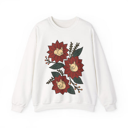 White Frenchie Christmas Flower Sweatshirt