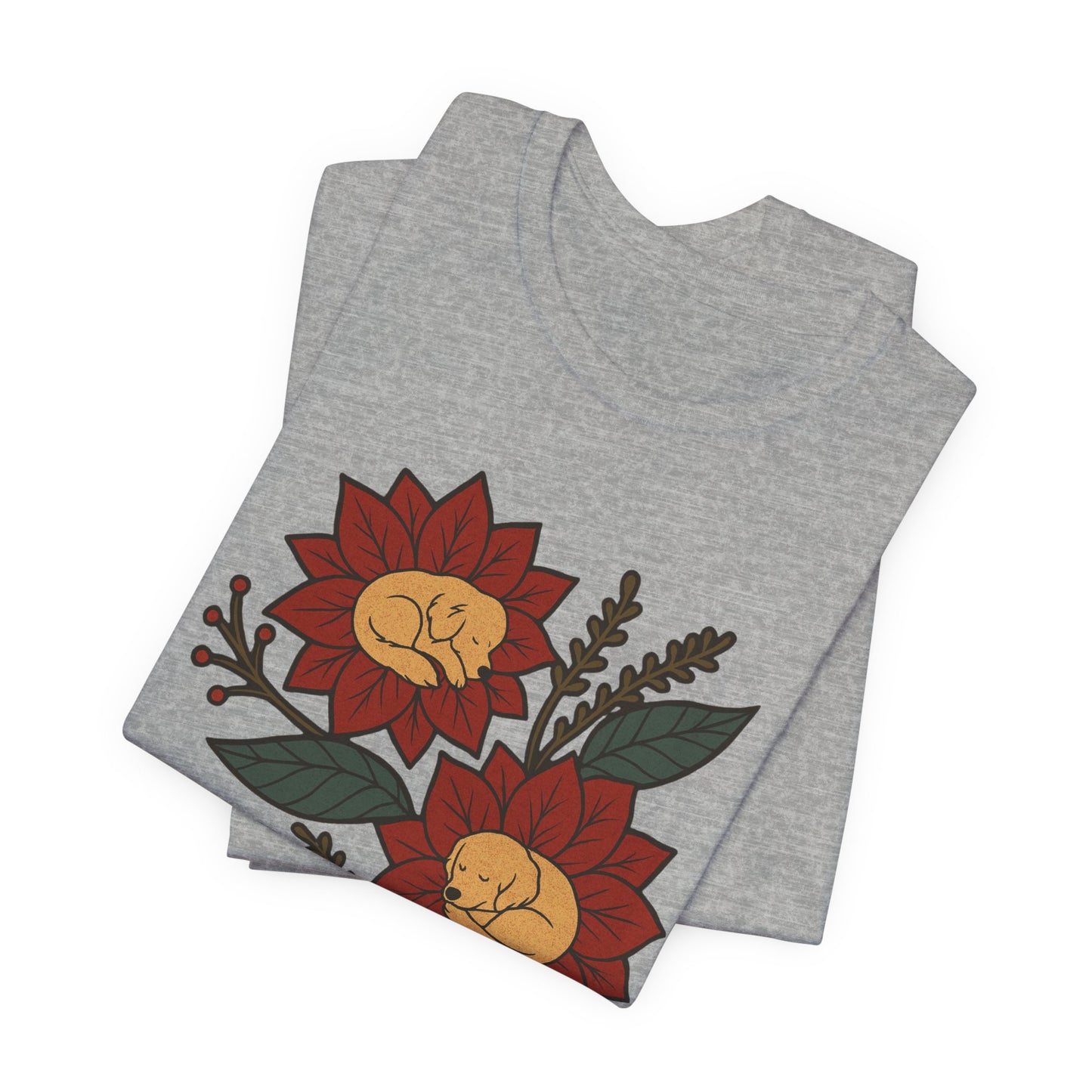 Golden Retriever Holiday Flowers Sleeping TShirt