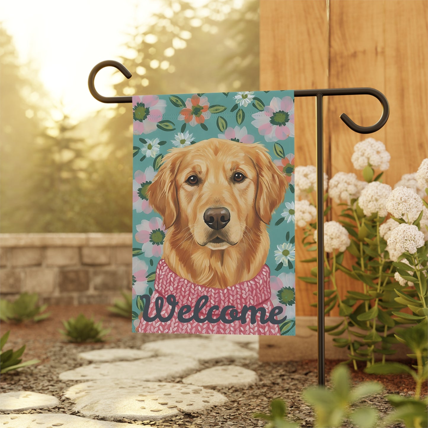 Welcome Golden Retriever Garden Yard Flag