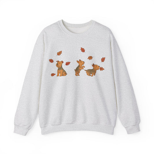 Airedale Terrier Chasing Leaves Sweatshirt