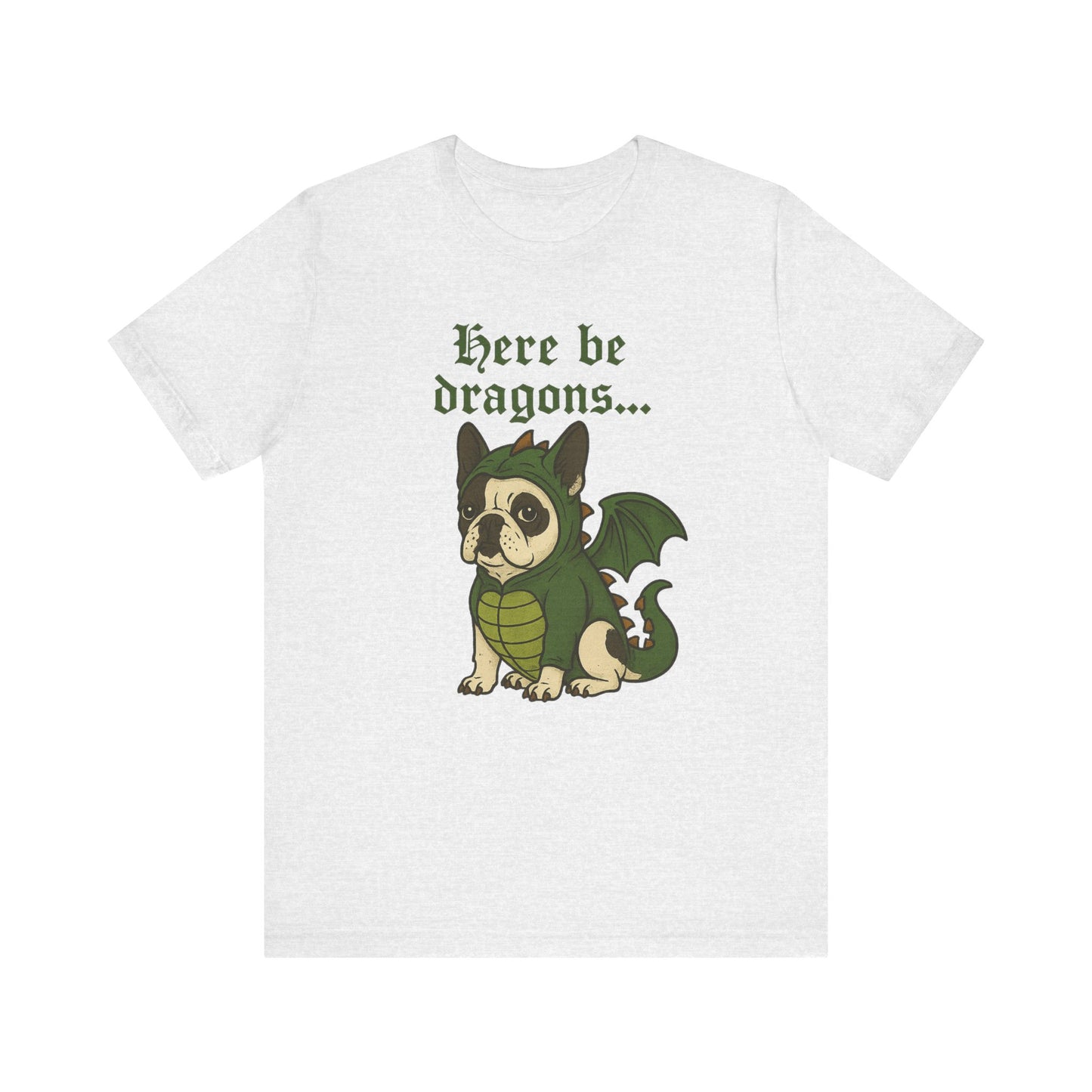 Piebald French Bulldog Here Be Dragons TShirt