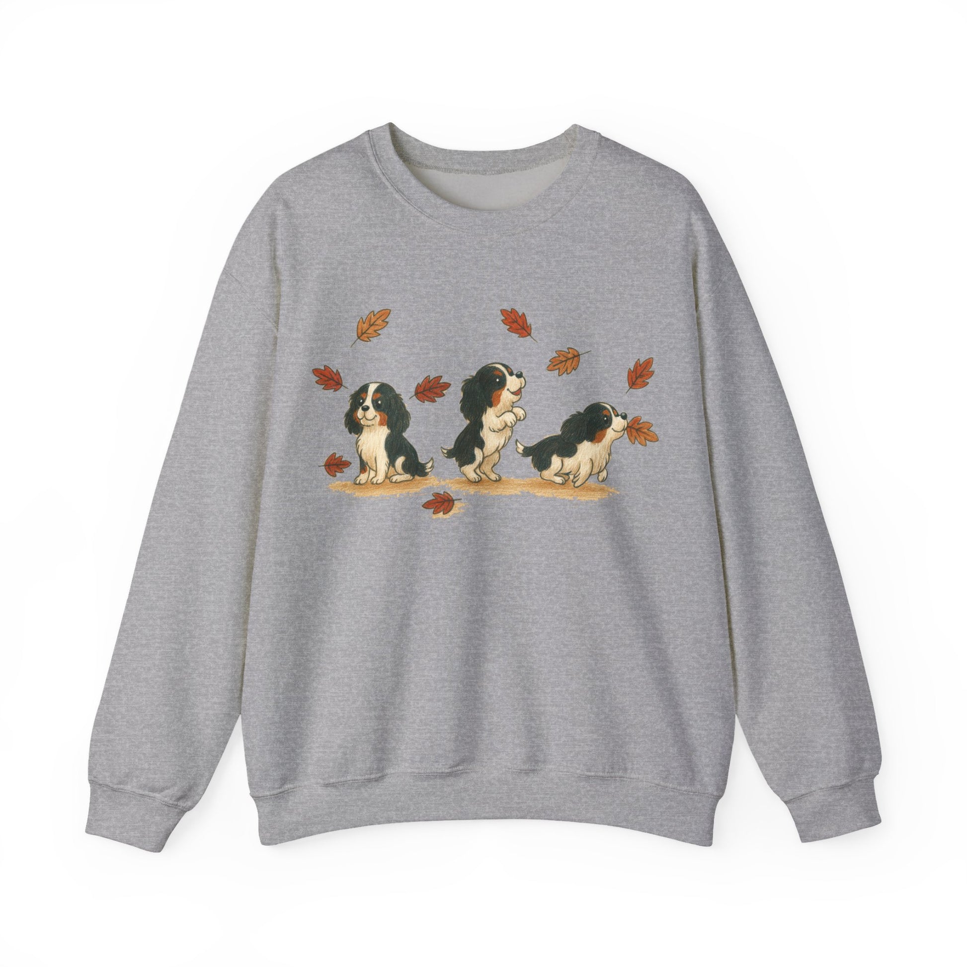 Tricolor Cavalier Chasing Leaves Sweatshirt