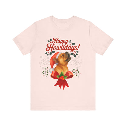 Fawn French Bulldog Happy Howlidays TShirt