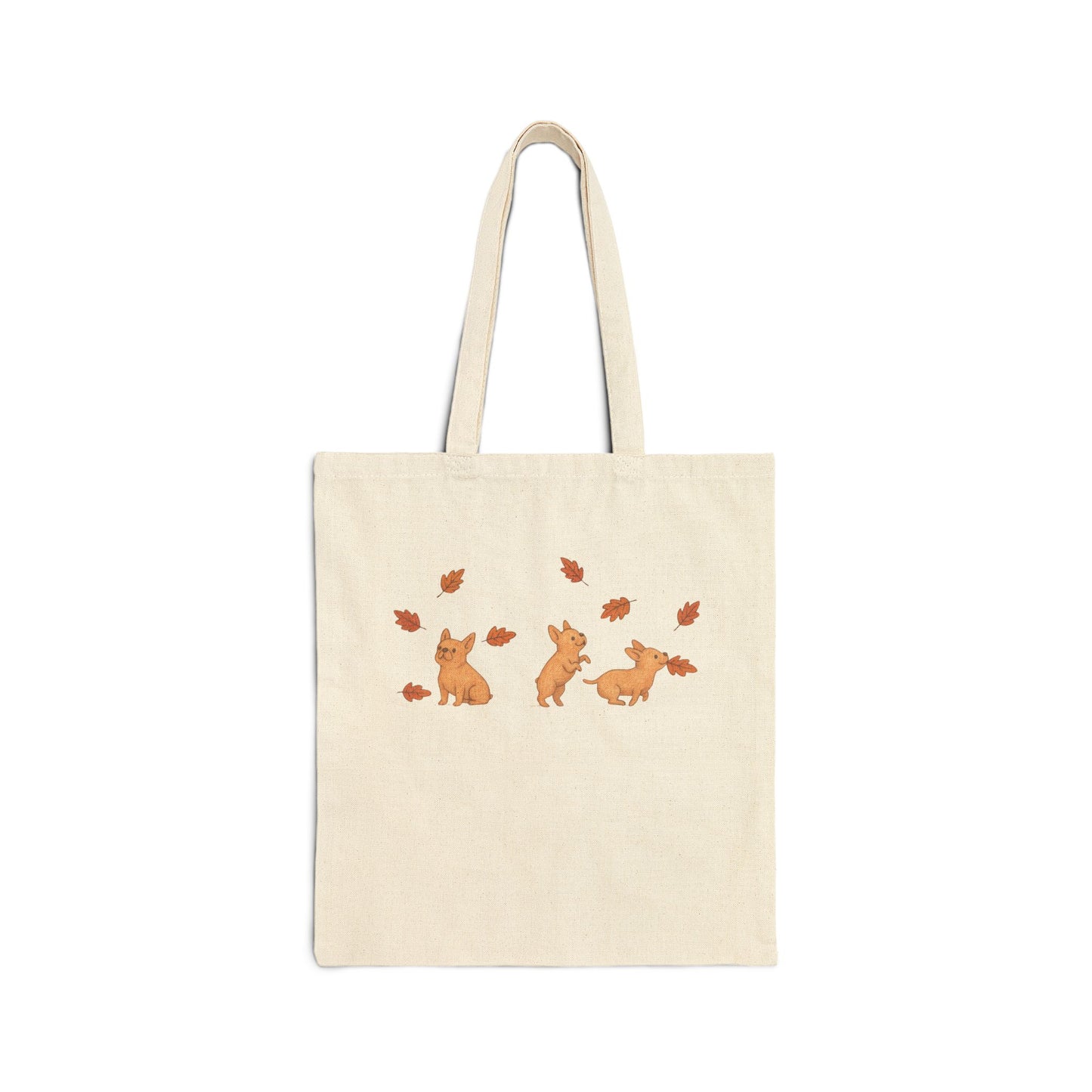 Fawn Frenchie Chasing Leaves Tote Bag