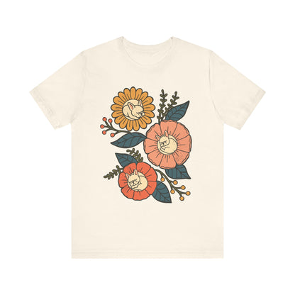 White Frenchie Sleeping Flowers TShirt