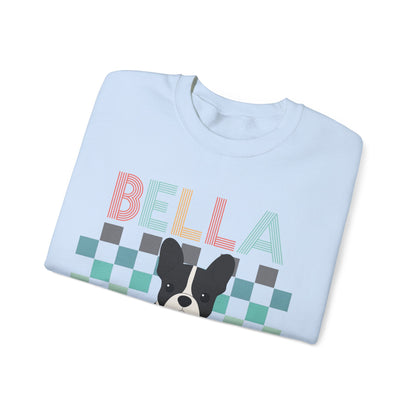Piebald French Bulldog Retro Checkered Sweatshirt