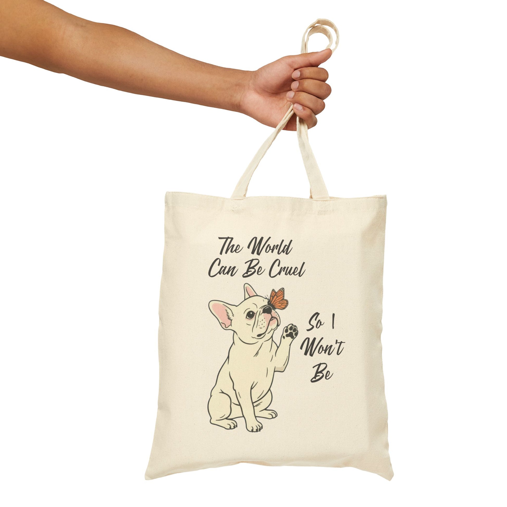 Cruel World White Frenchie Tote Bag