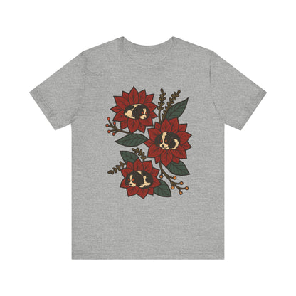 Tricolor Cavalier Holiday Flowers Sleeping TShirt