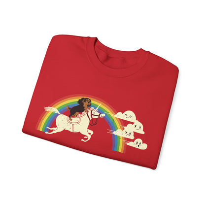 Rainbow and Unicorn Black Tan Cavalier Sweatshirt