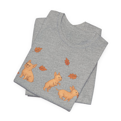 Fawn Frenchie Chasing Leaves TShirt